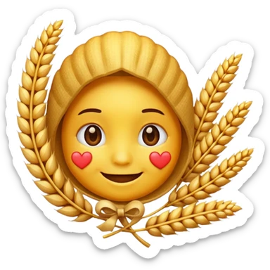 A loved fqce emoji but instead of heart, there is wheat sticker