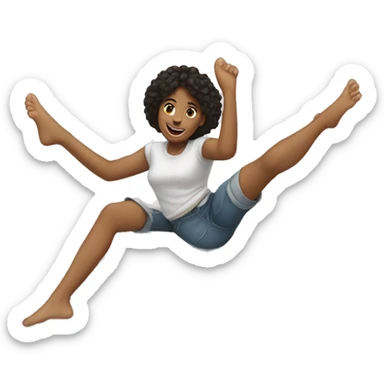Girl kicking feet on bed n a macbook  sticker
