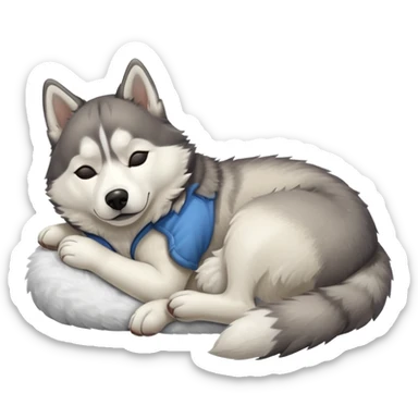 husky dog sleeping on the floor sticker
