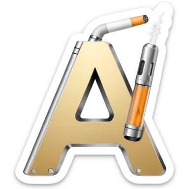 Letter A is designed in the style of an electronic cigarette (Vape theme) with dimensions of 512 by 512 sticker
