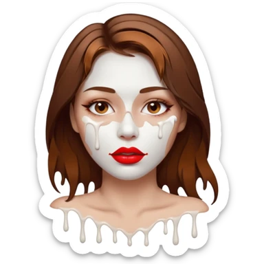Brown Hair Woman , white paint , drip, face, hot  Sexy, lips sticker