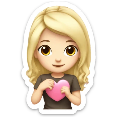 Anime Cartoon Chibi Blonde Girl Making Heart sticker