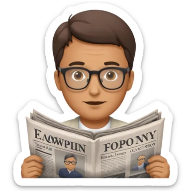man Folding newspaper sticker