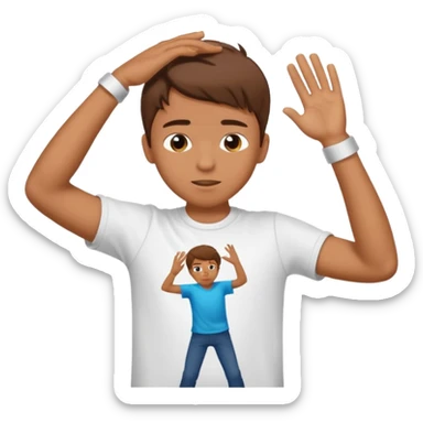 Un muchacho asiendo el dab sticker