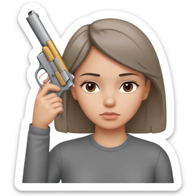 Girl holding a gun hand to head not real gun but made with a han sticker