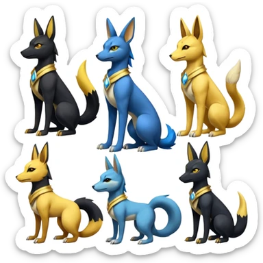 Black-furred Anubis-Lucario-Umbreon-Zeraora-Renamon-hybrid (full body) sticker