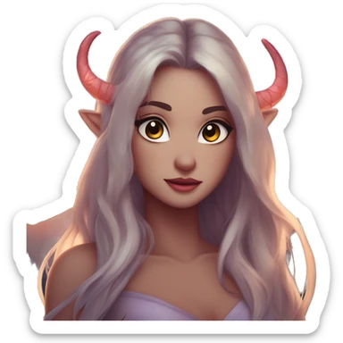 Kimera atigrada con ojos demoníacos en un bosque tenebroso al atardecer con brisa marina y con estrellas en el cielo sticker