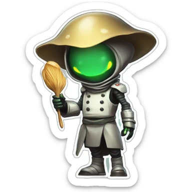 alien chef scifi roguelike rpg style inspired by slay the spire digital art sticker