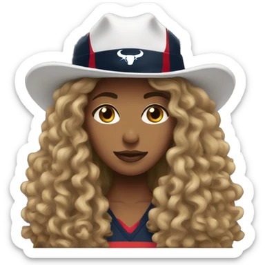 HOUSTON TEXANS hat woman with long curly hair  sticker