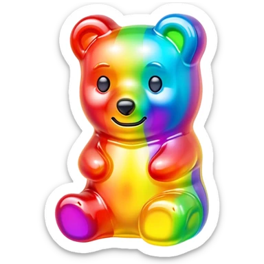 melted neon rainbow gummy bear sticker
