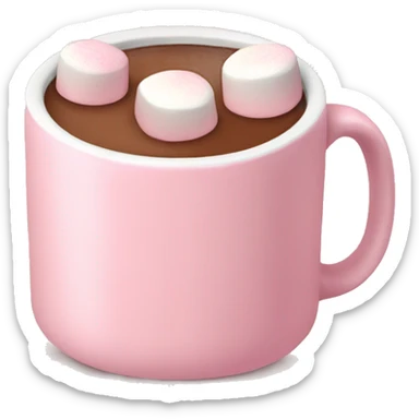 Light Pink mug of hot chocolate with marshmallows  sticker