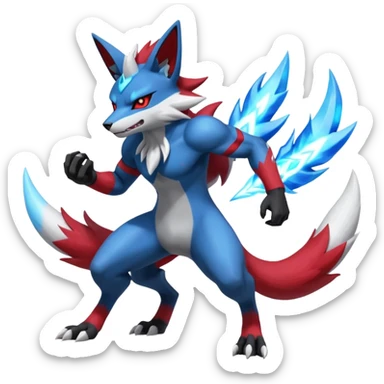 Lucario-Zoroark-Zangoose-Zeraora-Fakémon-hybrid-creature (full body)  sticker