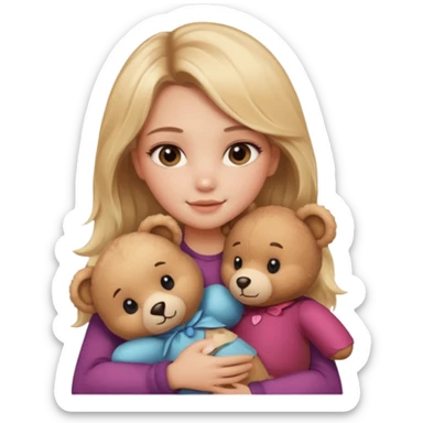 blonde balayage hair girl hugs a teddy bear sticker