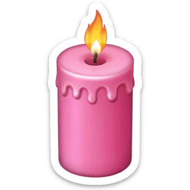 Draw a pink candle with a flame on it, seen from a bird's eye view sticker