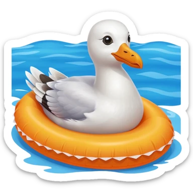 seagull perched on a floatie sticker