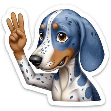 Blue tick coonhound flipping off  sticker