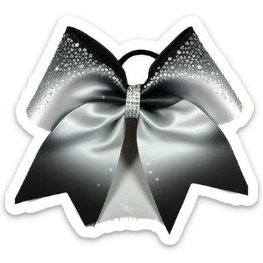 A black and gray ombre cheer bow with lots of rhinestones sticker
