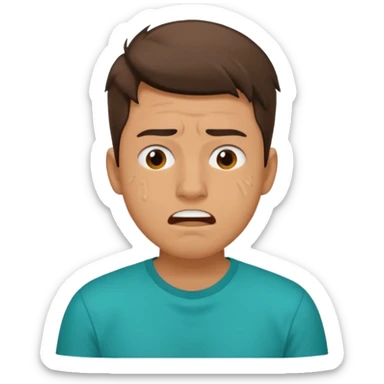 25 year old man in teal shirt that looks like he is in pain sticker