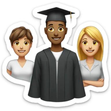 students with one women and one men wearing academic caps sticker