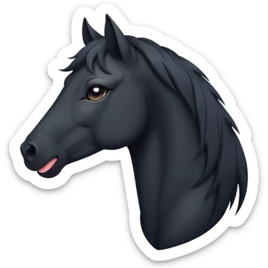 Cinematic Cute Yawning Black Horse Portrait Emoji, Head tilted slightly with a dramatic, wide-open yawn, revealing a soft, sleek black fur with a subtle shimmer, floppy ears slightly drooping, round dark eyes barely open in drowsy contentment, Simplified yet irresistibly adorable features, highly detailed, glowing with a soft, cozy glow, high shine, relaxed yet expressive, stylized with a touch of whimsy, bright and endearing, soft glowing outline, capturing the essence of a sleepy yet affectionate horse, so drowsy it feels like it could stretch out of the screen and curl up for a nap! sticker