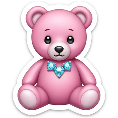 Pink teddy bear in diamonds. sticker