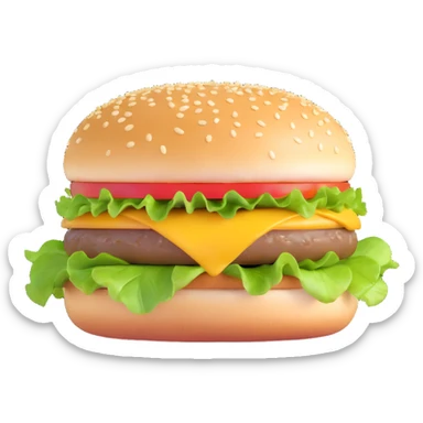 extra vivid juicy cheeseburger with bright colors, shiny cheese, fresh lettuce, sesame seed bun sticker