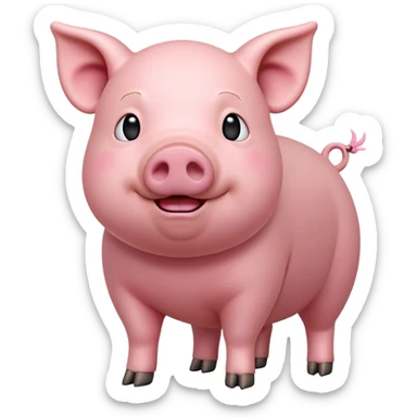 cinematic-[realistic pig]-realistic-full-body-standing-emoji,-tail-flicking-lazily,-head-tilted-dramatically,-sleek-[pink]-skin,-simplified-yet-realistic-focused-features,-highly-detailed,-glowing-with-an-almost-sarcastic-glow sticker