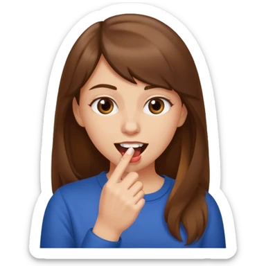 Une fille brune et blanche qui se mord l'ongle avec ses dents sticker