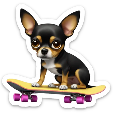 chihuaua with no  legs on a skateboar sticker