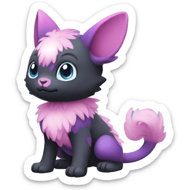 Cute cool black blue purple pink animal hybrid Fakemon full body sticker