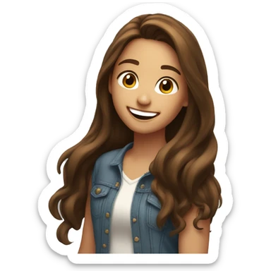 pretty girl wih long brown hair and brown eyes. she is laughing sticker