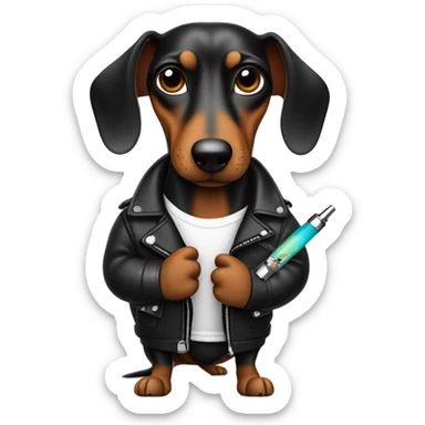 Sausage dog vaping in a leather jacket sticker