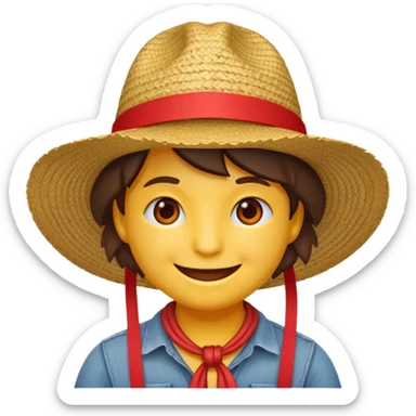 Fait moi cette emoji 🏴‍☠️ parfait maintenant rajoute un chapeau de paille avec un fil rouge c'est tout  sticker