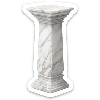 a white tall thin marble pedestal sticker
