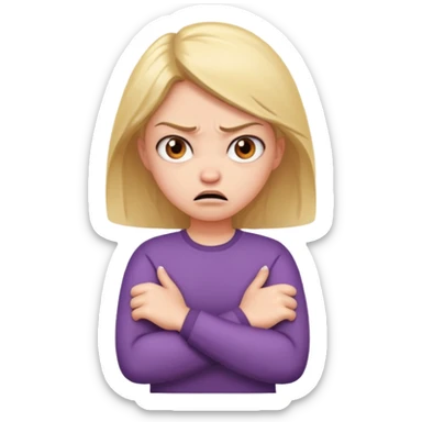 angry girl folding her arms  sticker