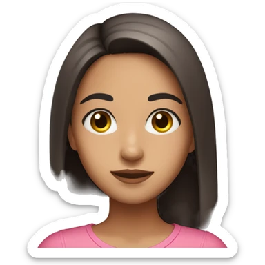 cute latina girl with straight long dark hair brown eyes in pink outfit sticker