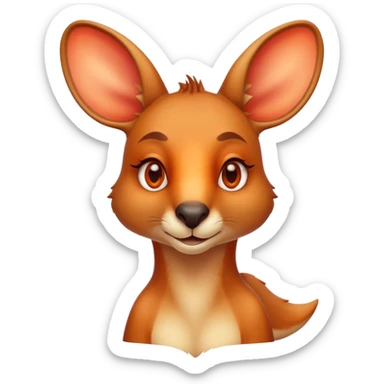 Cinematic Noble Kangaroo Portrait Emoji, Poised and regal, with a powerful, muscular build and a sleek, well-groomed fur of warm red-orange hues, deep-set soulful amber eyes and a strong tail, Simplified yet sharp and sophisticated features, highly detailed, glowing with a warm, dignified glow, high shine, intelligent and athletic, stylized with an air of outback majesty, focused and attentive, soft glowing outline, capturing the essence of a watchful and confident marsupial, so majestic it feels as though it could bound out of the screen with effortless authority! sticker