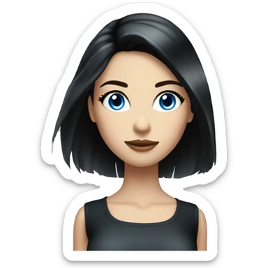 Top model girl,fair skin, long black hair, standing , blue eyes ,beautiful girl, very hot girl sticker