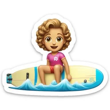 a shirley temple on a surfboard sticker