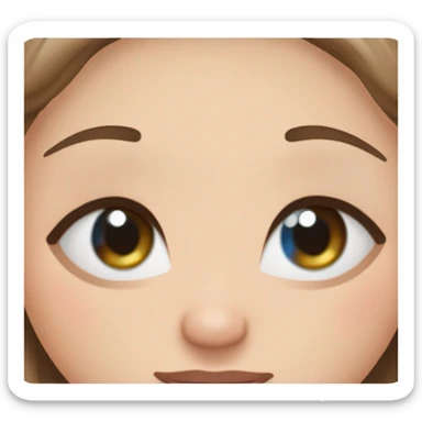 Girl with straight brown hair and blue eyes and long bottom eyelashes and a tiara sticker