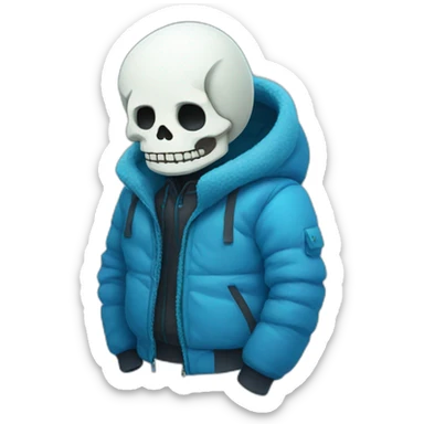Sans the skeleton with blue winter jacket sticker