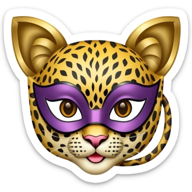 leopard with glamorous masquerade mask sticker