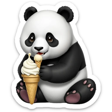 Panda eating ice Cream while pooping  sticker