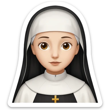 Rosalia (the singer) as a nun. (Use lux album cover as reference). The habit is white. sticker