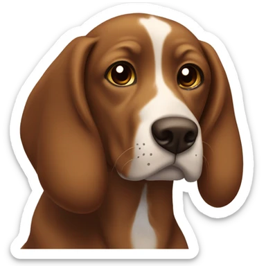 Brown dog with floppy ears, tan eyebrows and white stripe on face and around mouth sticker