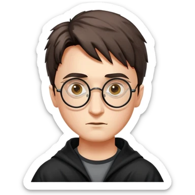 Harry Potter with round glasses and lightning scar sticker