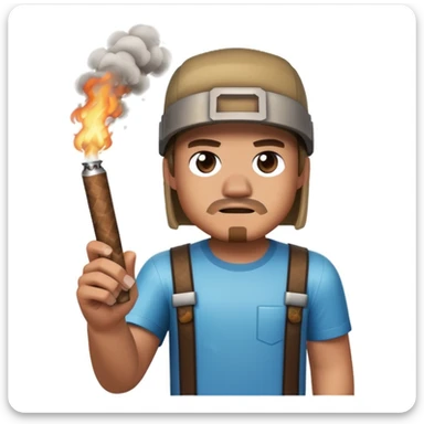 minecraft steve character holding and smoking a blunt, with smoke effect sticker