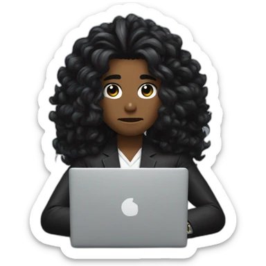 Power Rangers Black with Laptop busy with coding for Office Work by thinking future me nice hair black suit confused face sticker