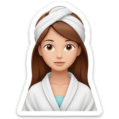 rosto de uma mulher com uma faixa de toalha no cabelo de cor todo castanho como se estivesse no spa, sem o pescoço sticker