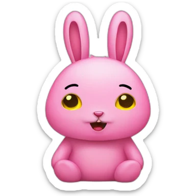 Pink rabbit crying, yellow teeshirt sticker